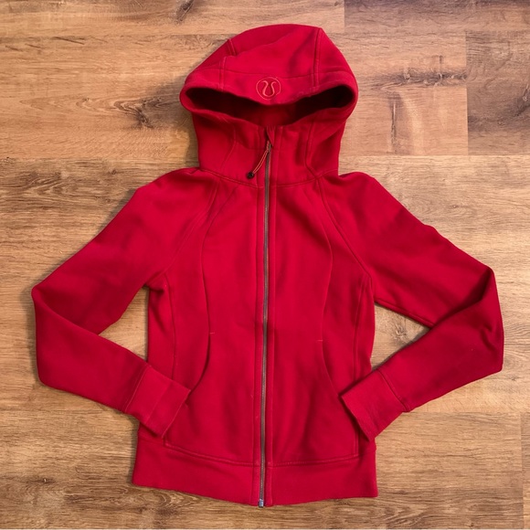 lululemon athletica Tops - Lululemon Scuba Hoodie *Light Cotton Fleece Dark Red Sz 4